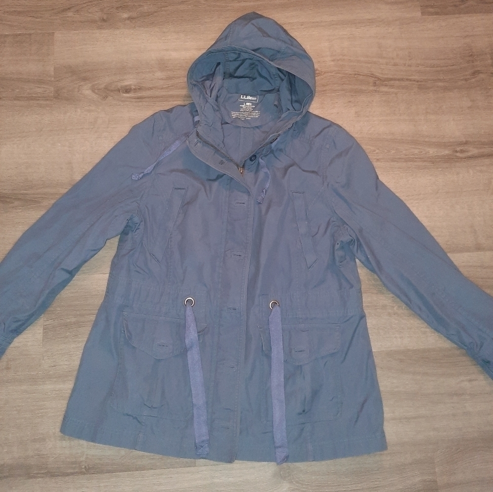 L.L Bean Zip Up Hooded Utility Jacket
